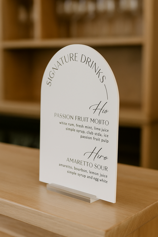 Signature Drinks Acrylic Menu Sign
