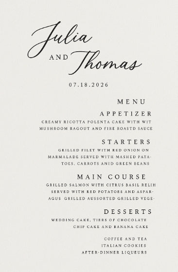 Elegant Wedding Menu Template