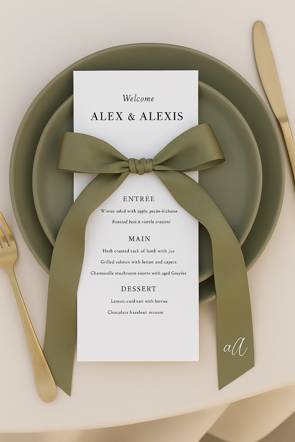 Wedding Menu- Ribbon Tie