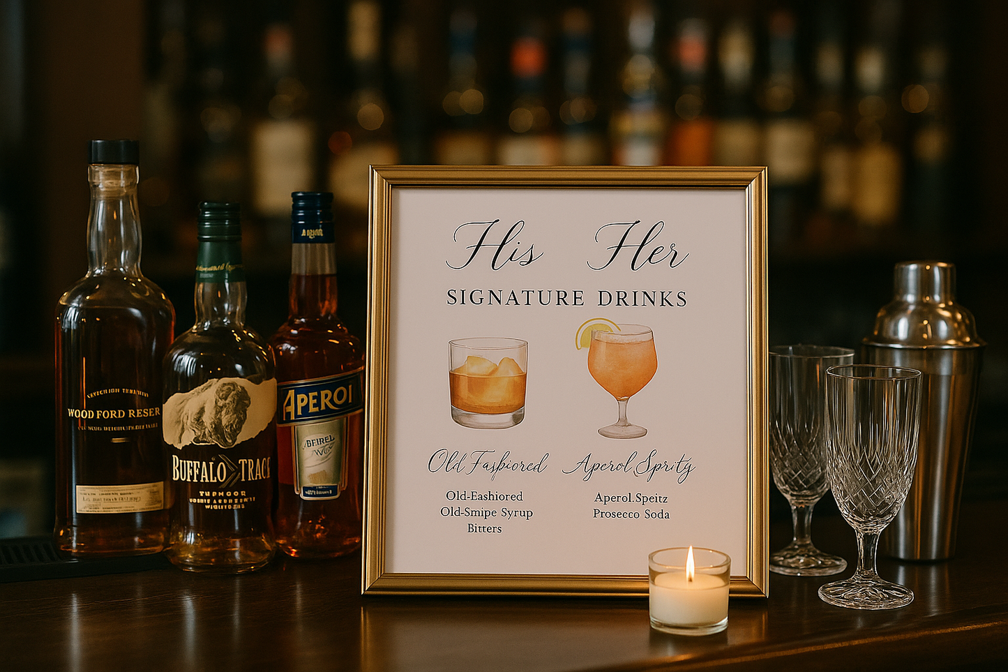 Framed Wedding His and Her Signature Drink Signage