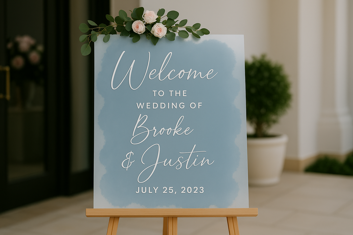 Wedding Welcome Sign with Organic Paint Edges
