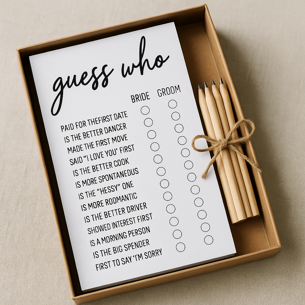 Wedding 'Guess Who' Game Cards