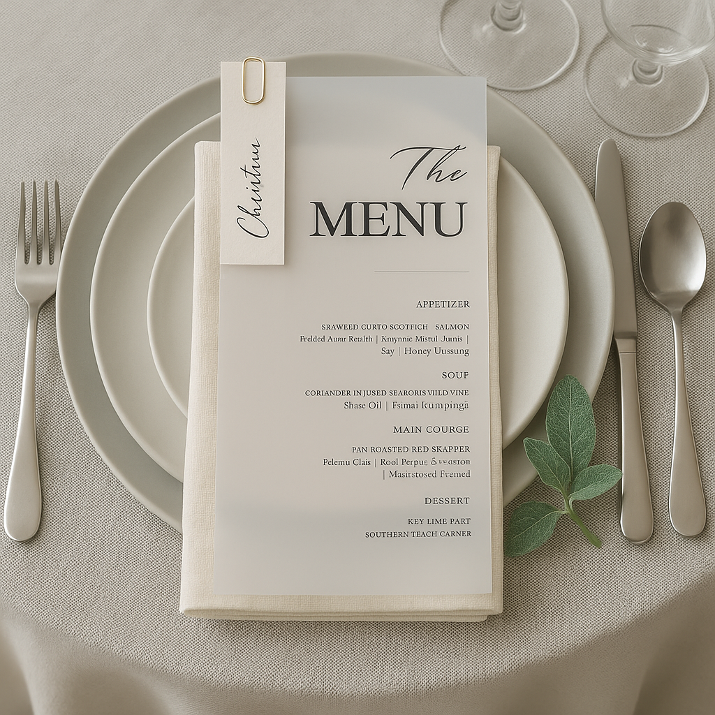 Wedding Menu Vellum Paper