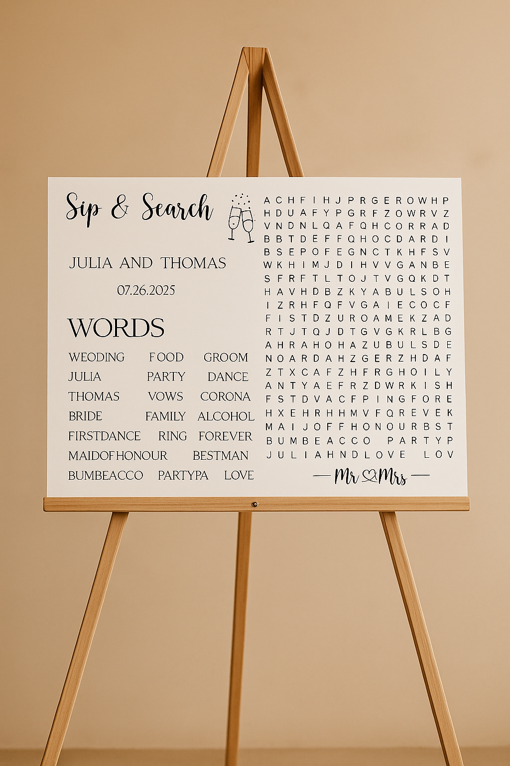 Custom Wedding Word Search