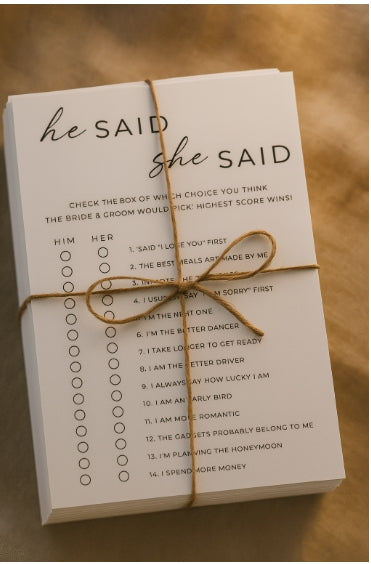 Wedding 'Guess Who' Game Cards