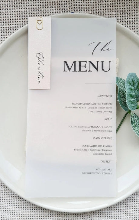 Wedding Menu Vellum Paper