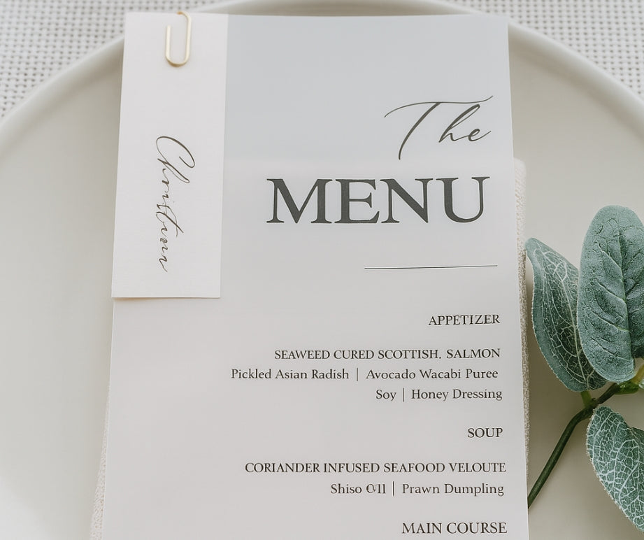 Wedding Menu Vellum Paper
