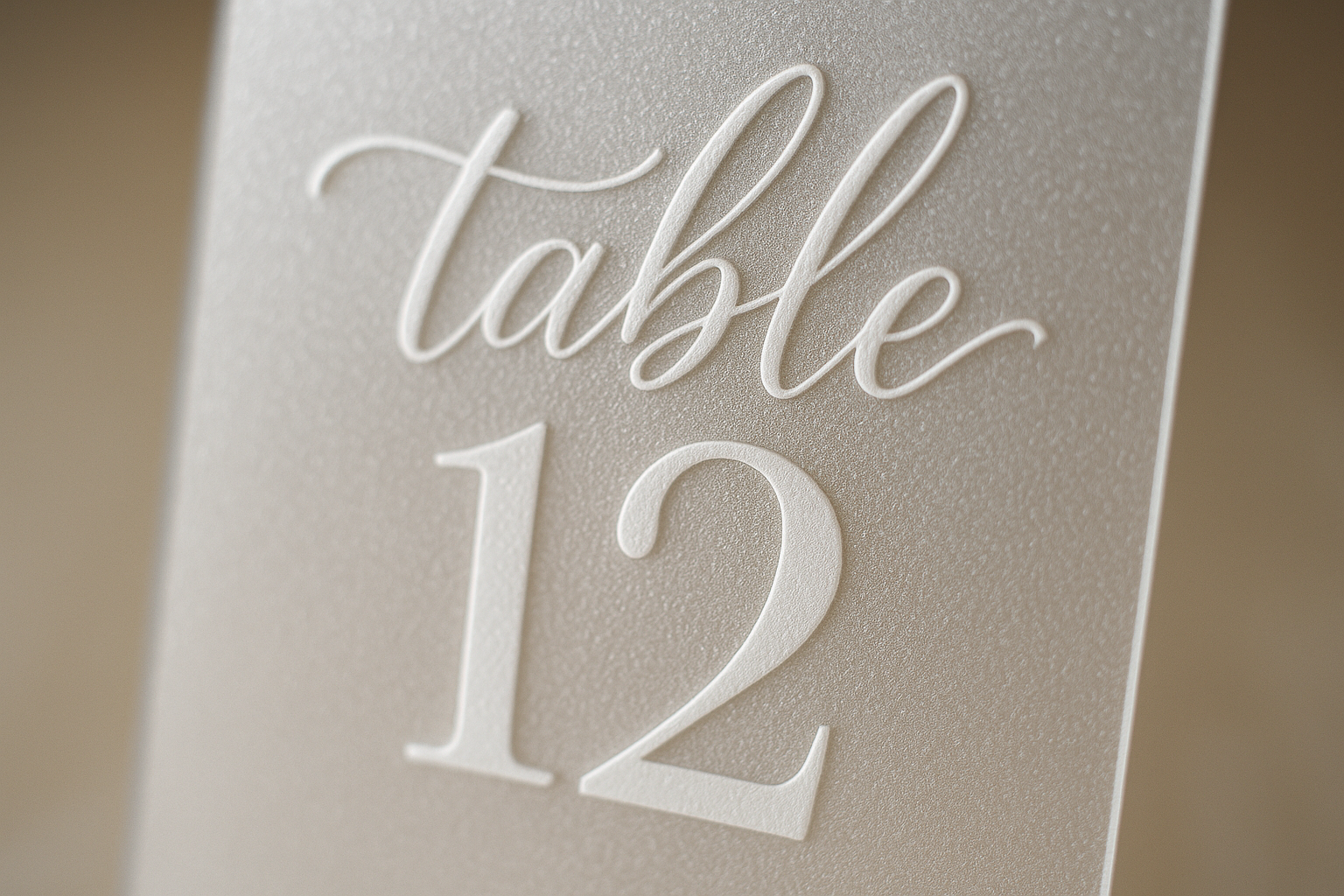 Close-up detail of frosted table number