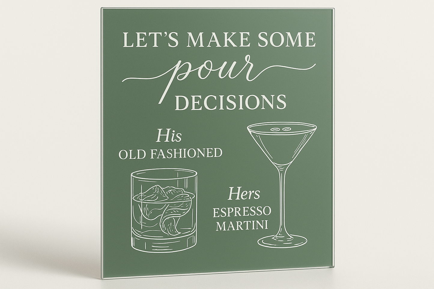 His & Hers Cocktails - Plexiglass Bar Sign