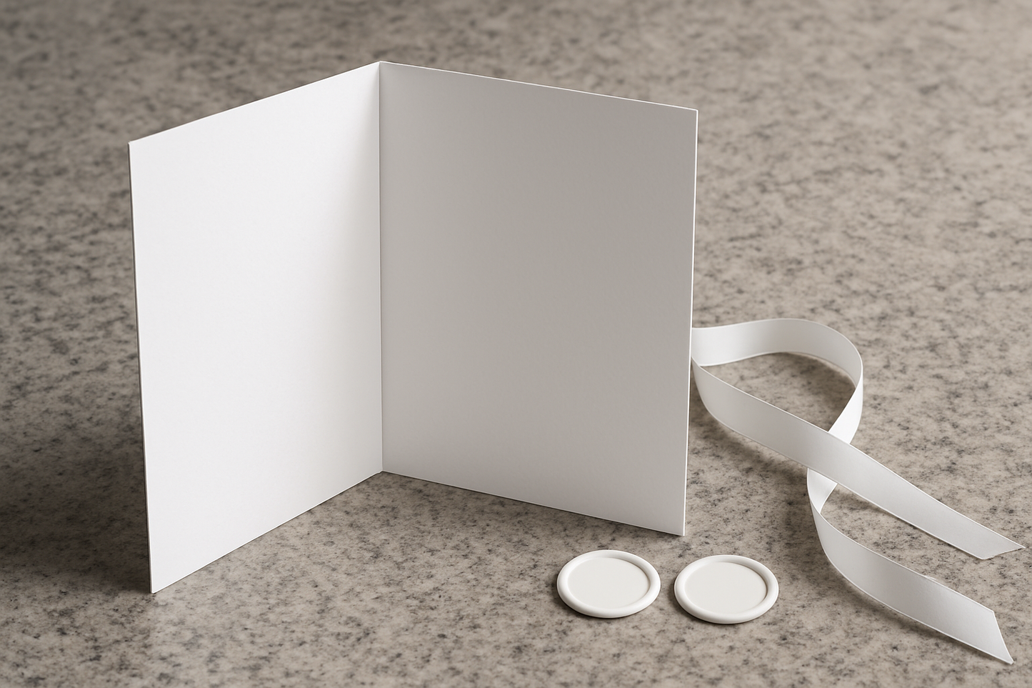 Wedding Card - Black Envelope with Holographic Text and White Wax Seals