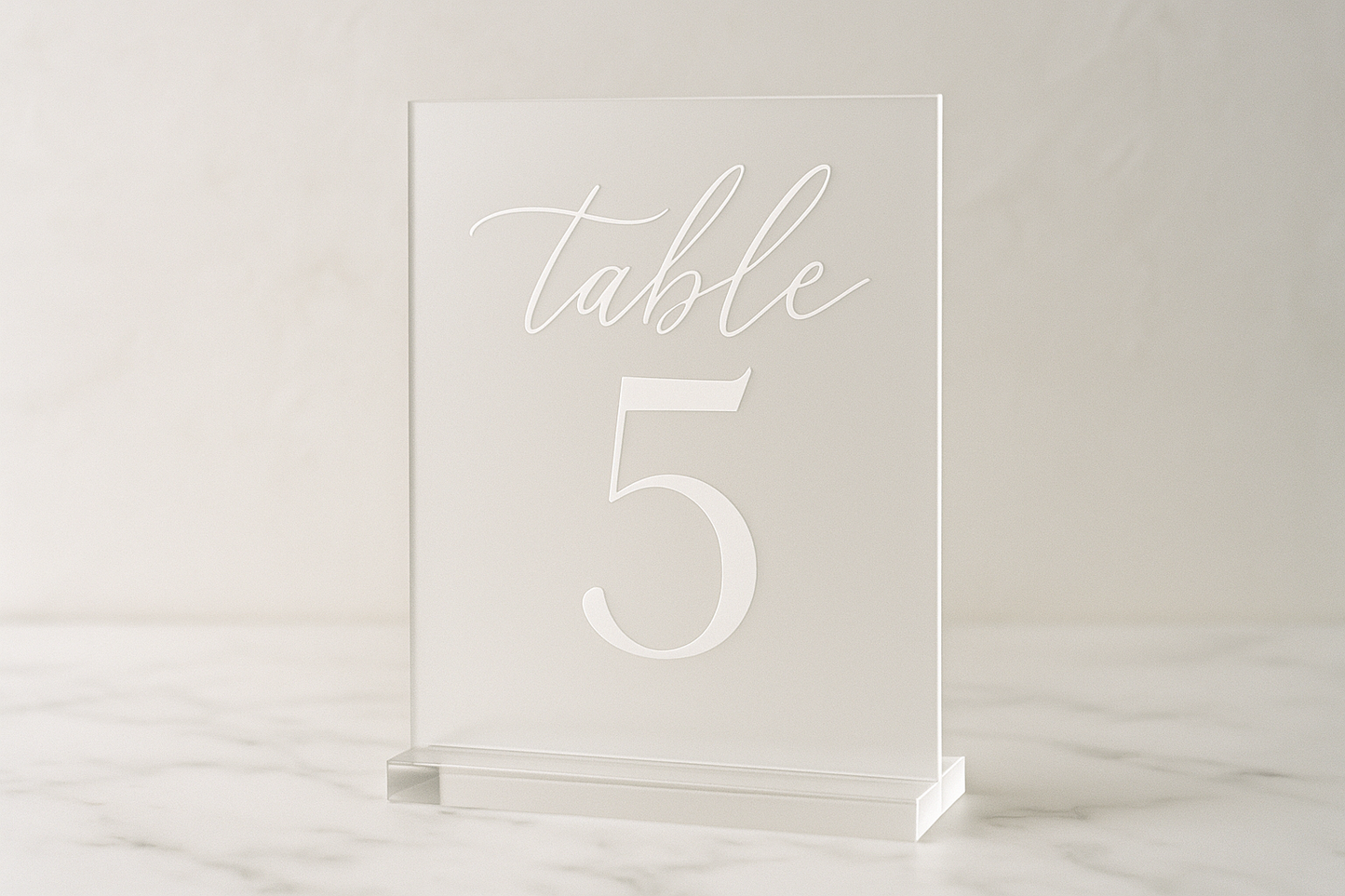 Minimalist studio shot of table number