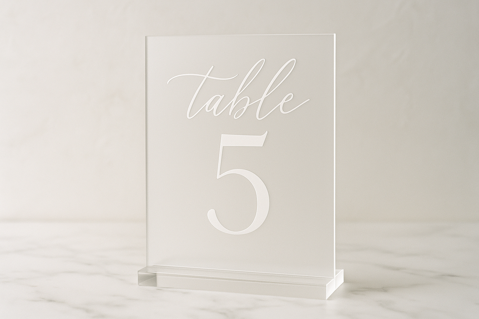 Minimalist studio shot of table number