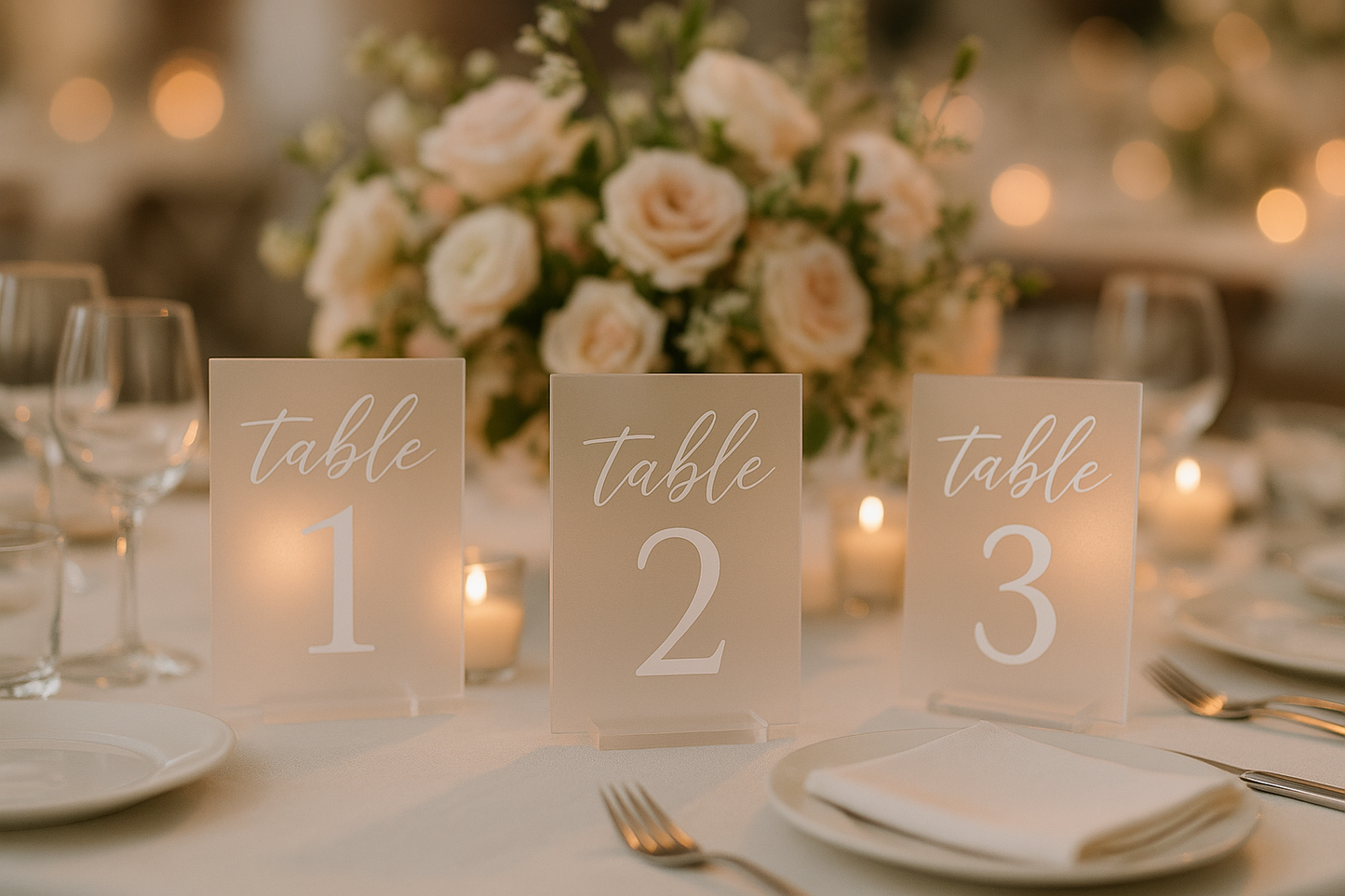 Multiple table numbers in wedding setting