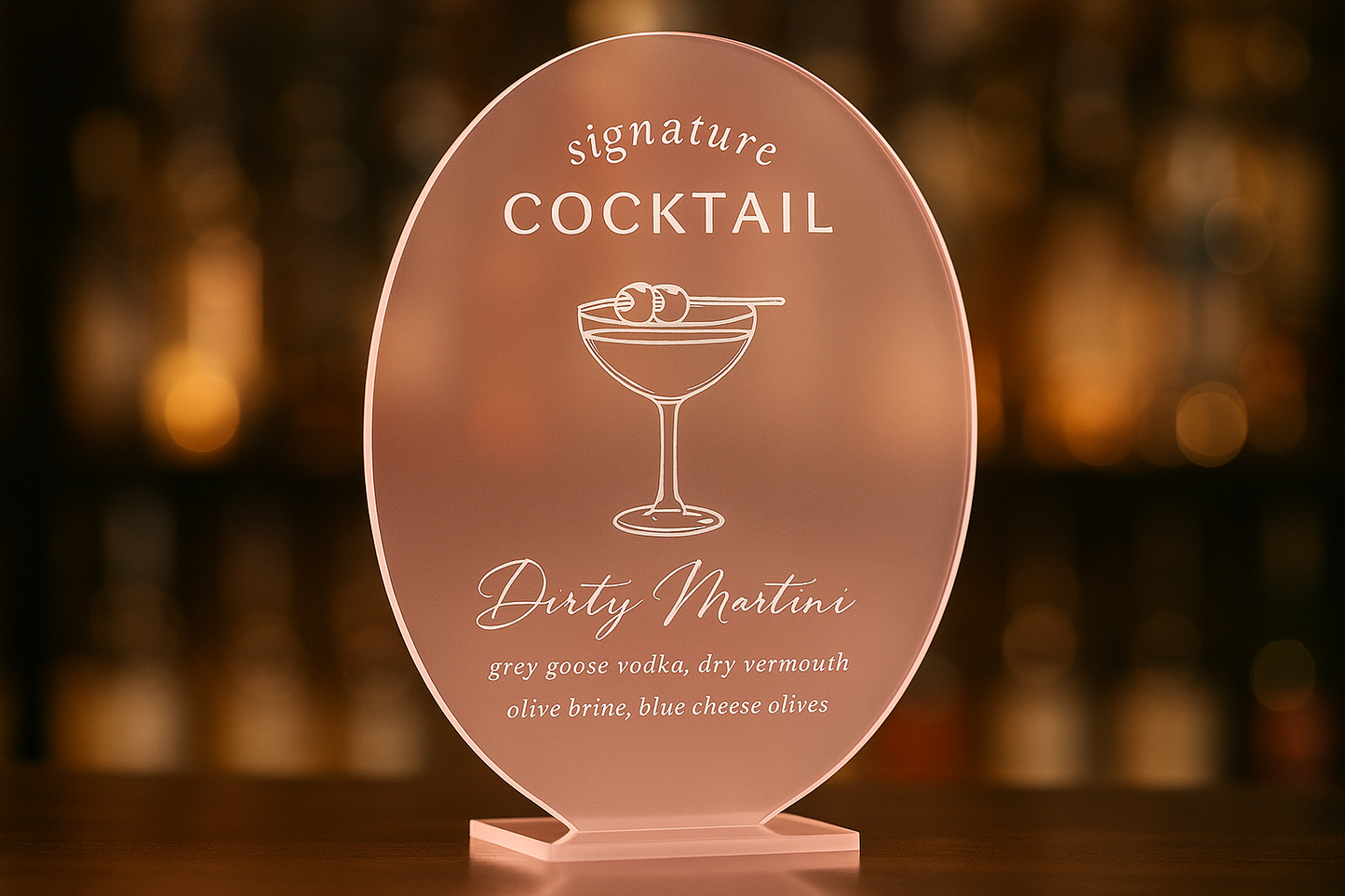 Professional acrylic bar sign