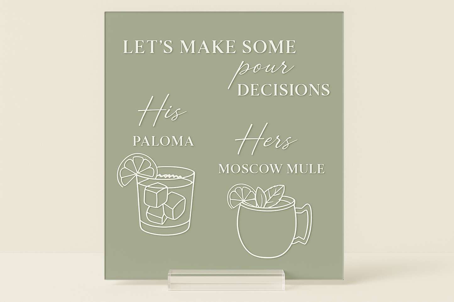 Professional His & Hers Cocktail Bar Sign