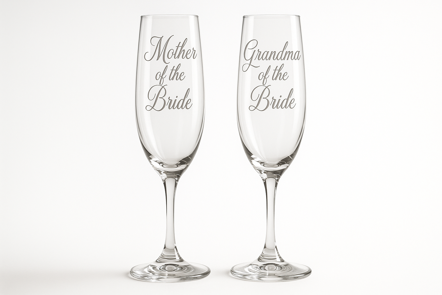 Two elegant champagne flutes - Mother of the Bride and Grandma Of The Bride