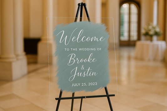 Wedding Welcome Sign with Framed Paint on Black Easel